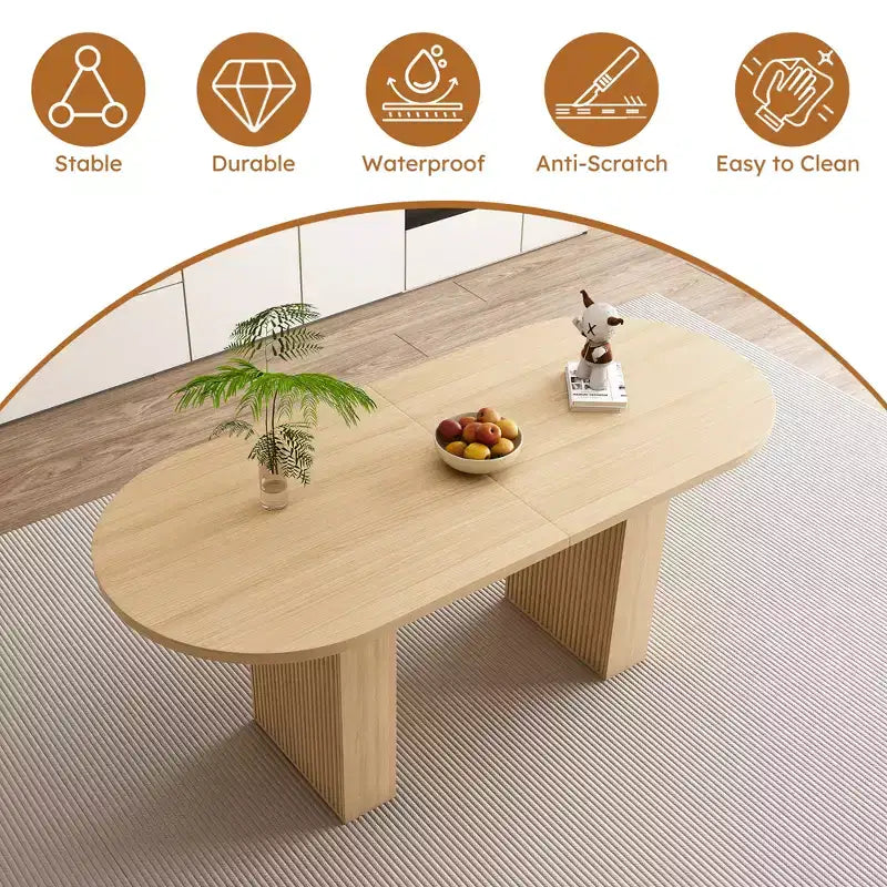 Table de salle à manger ovale double pied de style ferme