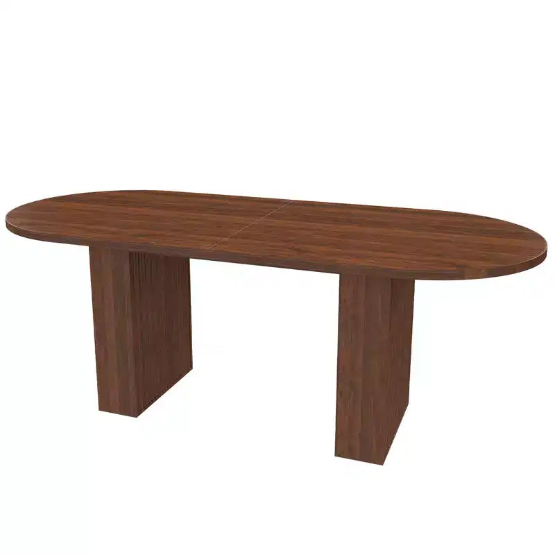 Table de salle à manger ovale double pied de style ferme