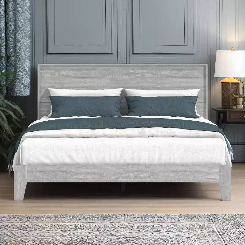 Galano Queen Payne Luxe Bed with Headboard Dusty Grey Oak