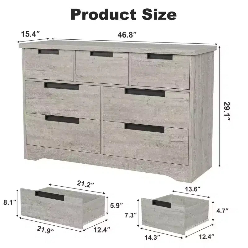 Commode en bois pour chambre à coucher avec poignées encastrées