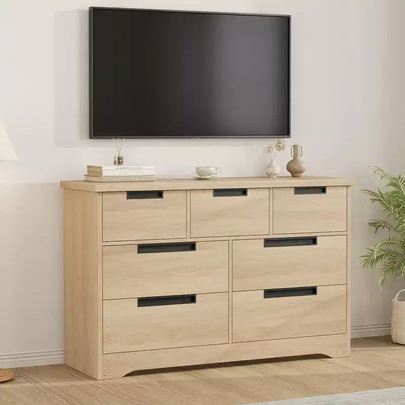 Commode en bois pour chambre à coucher avec poignées encastrées