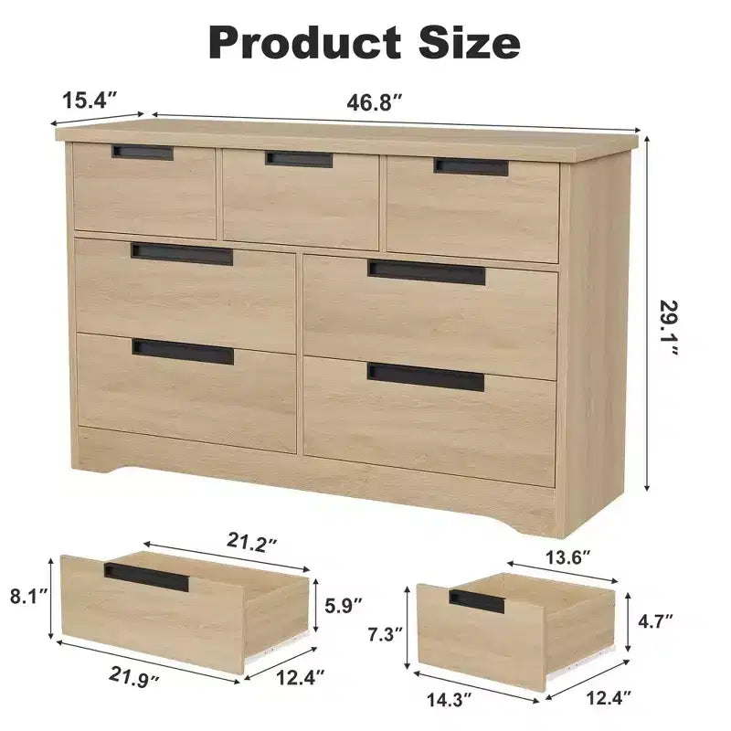 Commode en bois pour chambre à coucher avec poignées encastrées