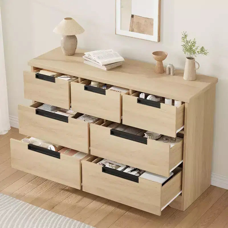 Commode en bois pour chambre à coucher avec poignées encastrées