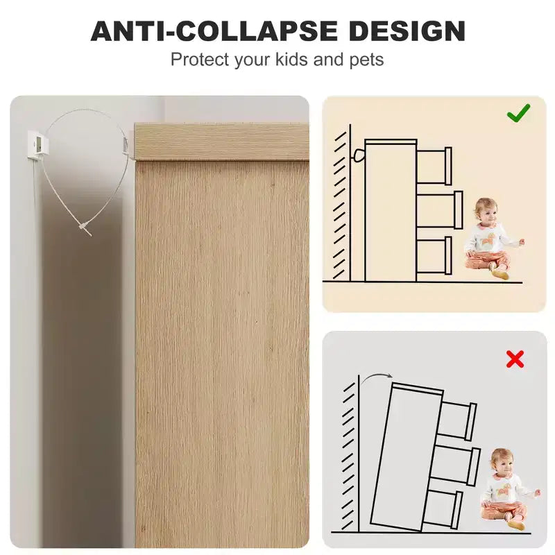 Commode en bois pour chambre à coucher avec poignées encastrées