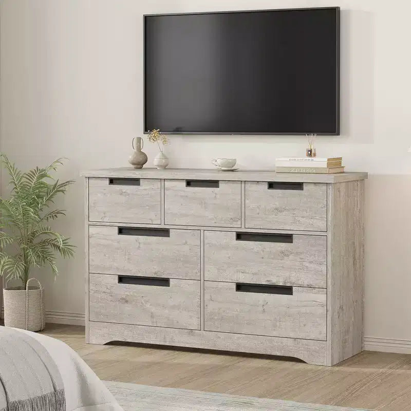 Commode en bois pour chambre à coucher avec poignées encastrées