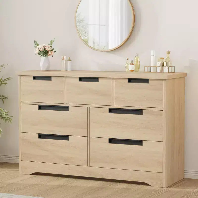 Commode en bois pour chambre à coucher avec poignées encastrées
