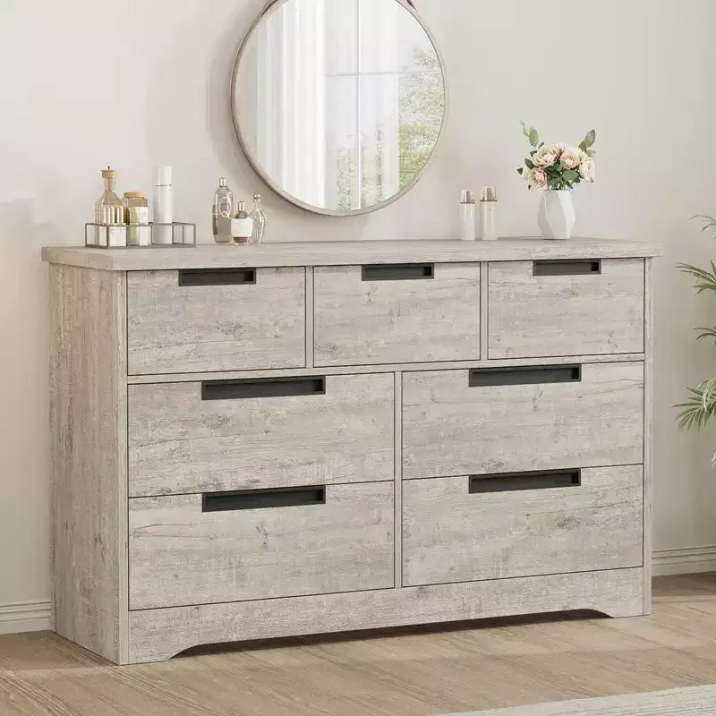 Commode en bois pour chambre à coucher avec poignées encastrées