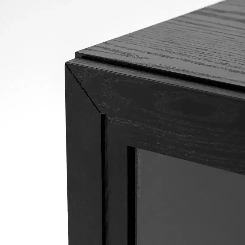 Grand buffet avec 4 portes vitrées et 2 étagères réglables