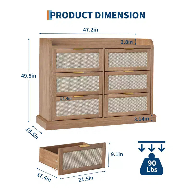 Commode en osier pour chambre à coucher