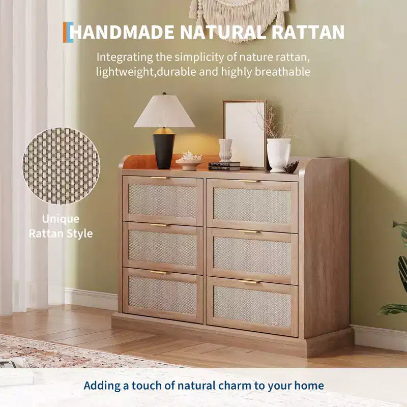 Commode en osier pour chambre à coucher