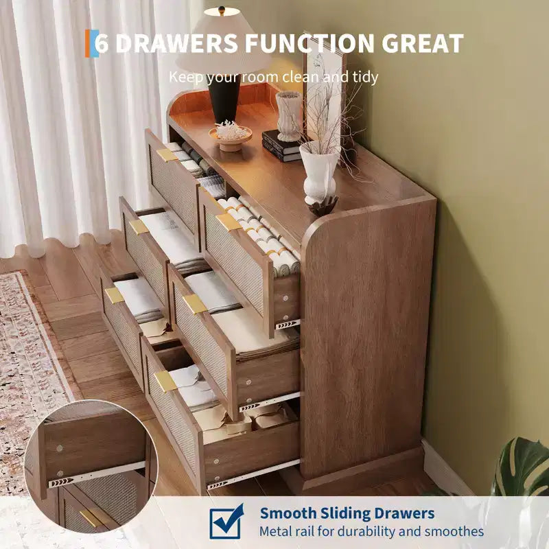 Commode en osier pour chambre à coucher