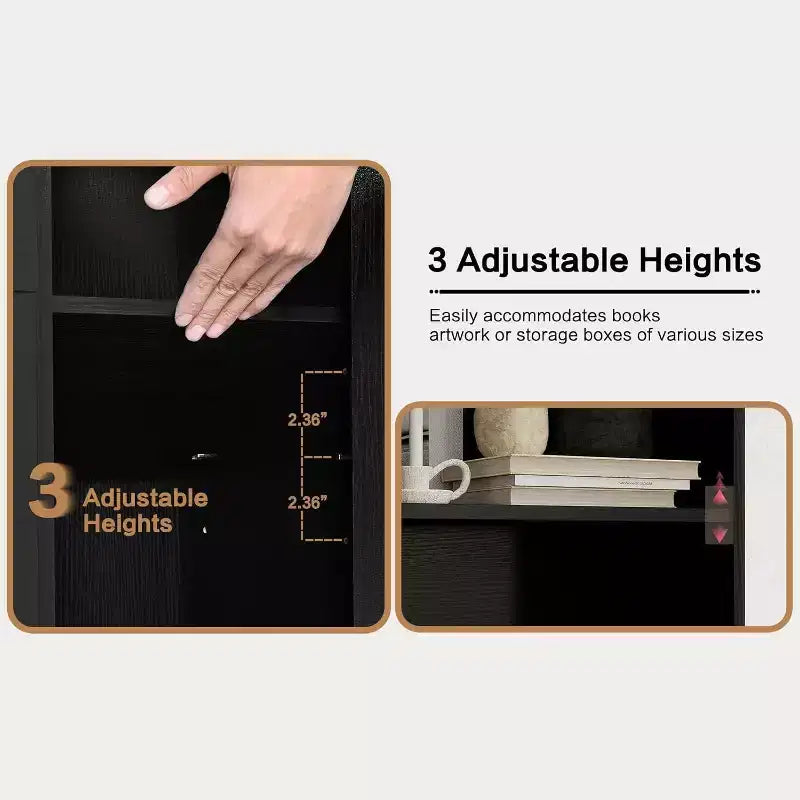 Une étagère à six niveaux, convenant à un bureau à domicile ou à une chambre à coucher.