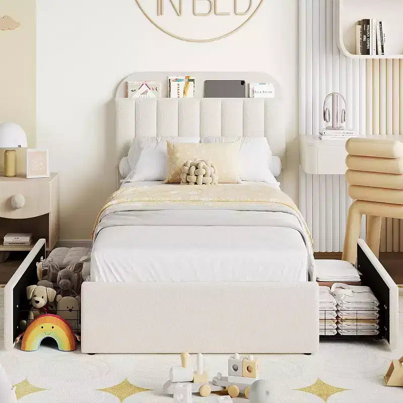 Cadre de lit double/grand lit avec tiroirs de rangement