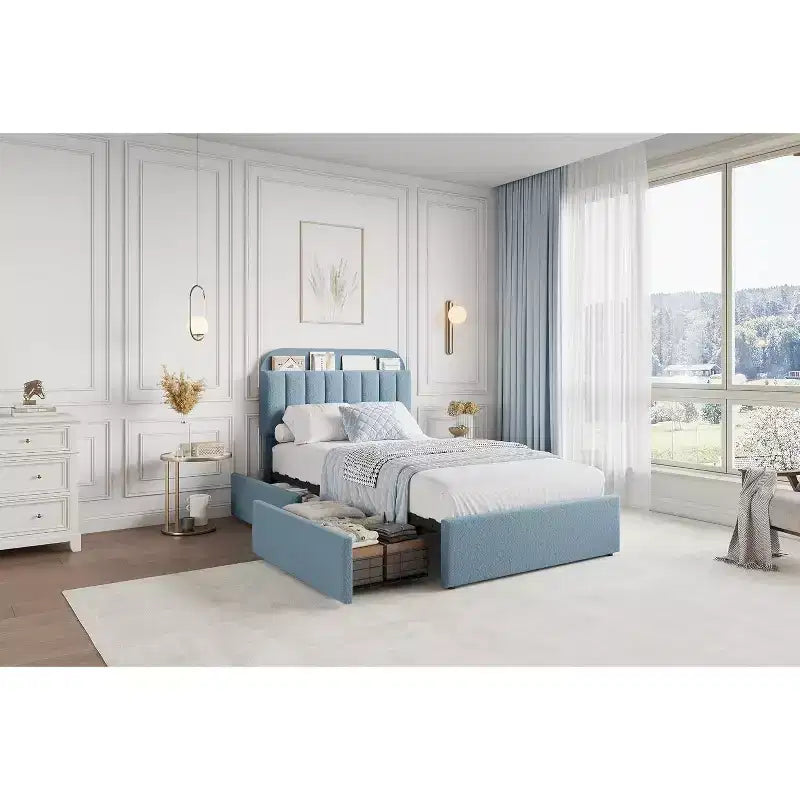 Cadre de lit double/grand lit avec tiroirs de rangement
