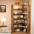 6-Tier Corner Shelf; 71'' Industrial Corner Bookshelf; Wood Corner Etagere Bookcase; Freestanding Display Shelf for Living Room Home Office