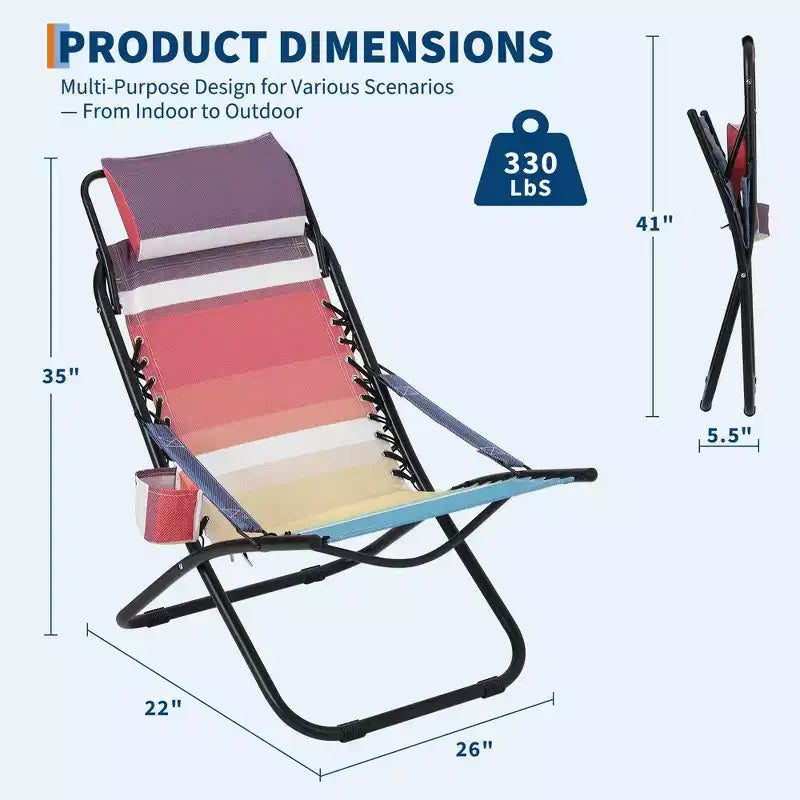 Chaise de plage portable pour adultes ; chaise de camping extérieure
