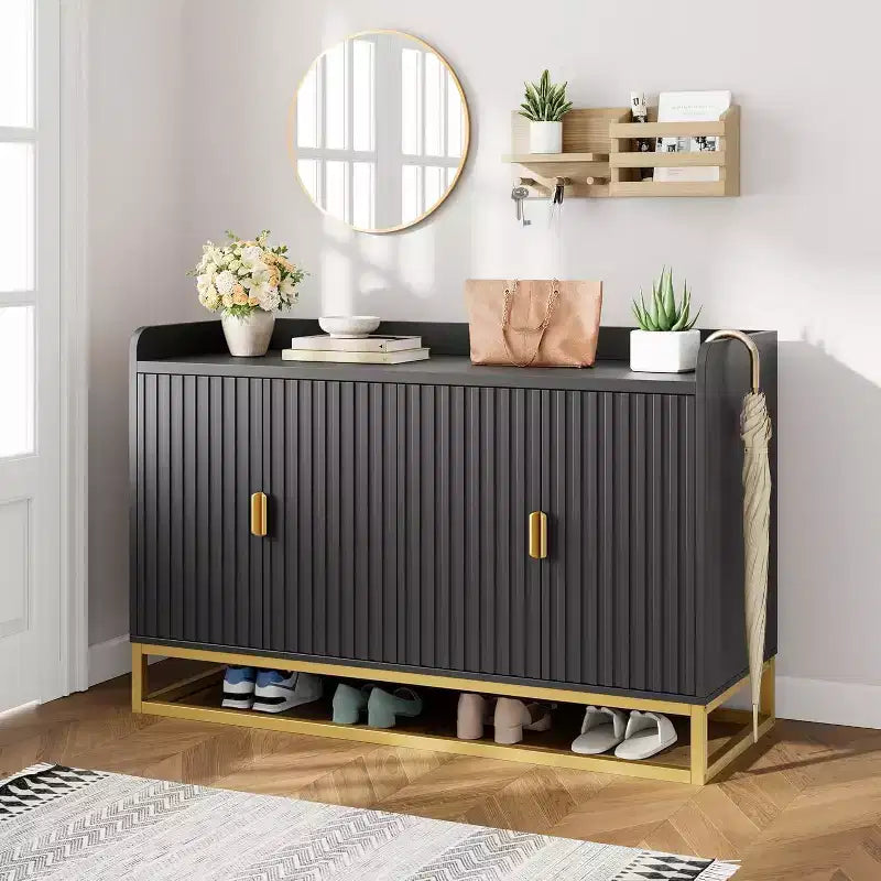 47.2 Fluted Sideboard with Storage; Modern Media Console Buffet Cabinet with Doors for Living Room; Kitchen; Entryway