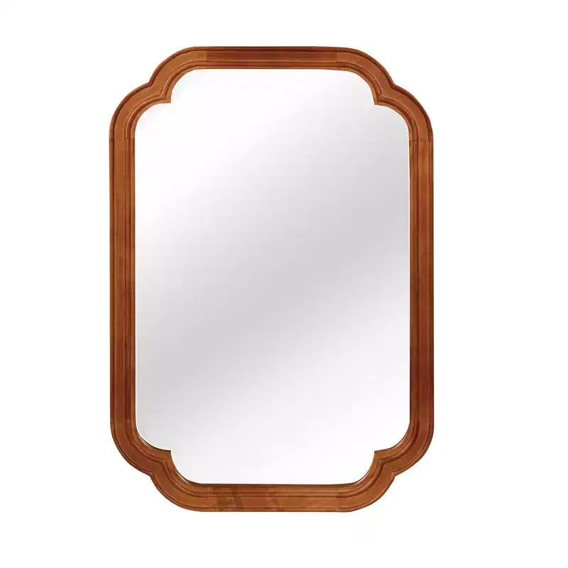 Miroir décoratif à cadre en bois massif et coins arrondis