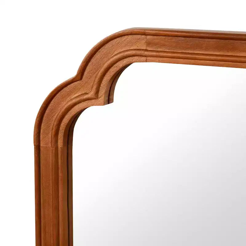 Miroir décoratif à cadre en bois massif et coins arrondis