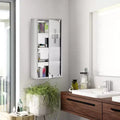 4-Tier Wall Cabinet with Lockable Glass Door & Stainless Steel Frame; Includes 2 Keys; Ideal for Home; Apartment; Bathroom