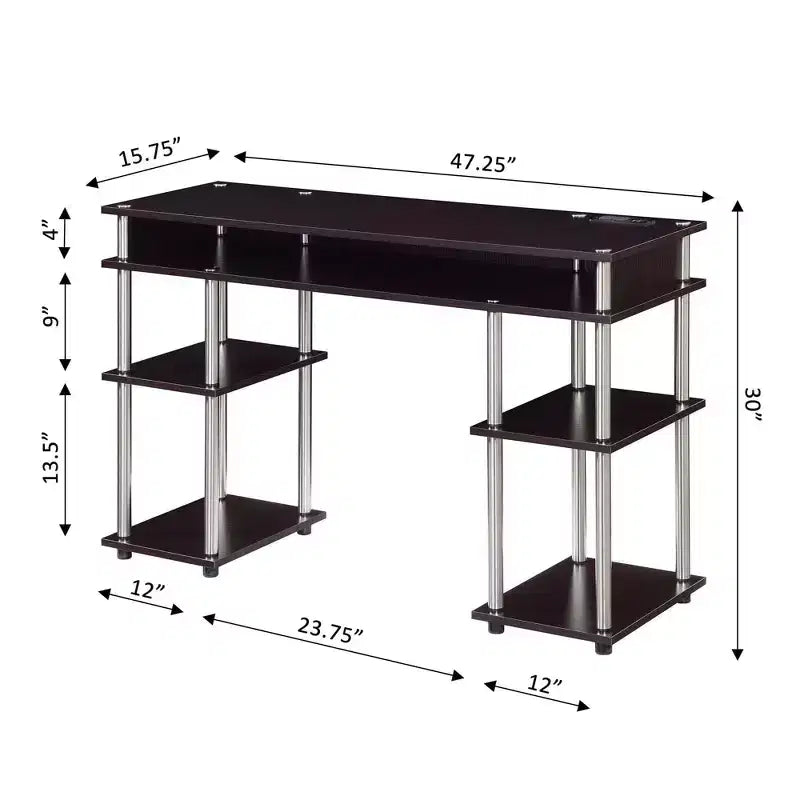 Bureau d'étudiant avec station de charge et étagères ; Expresso