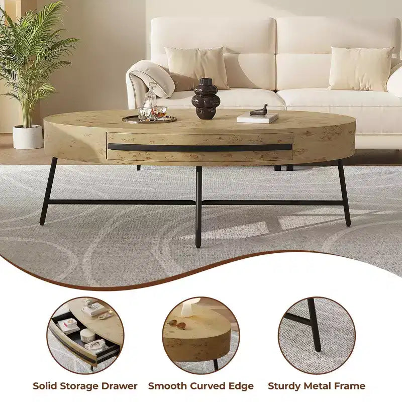 Table basse ovale de style moderne du milieu du siècle