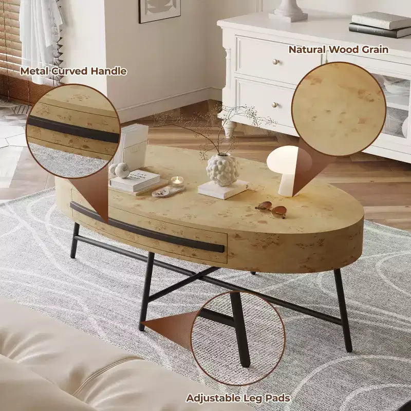 Table basse ovale de style moderne du milieu du siècle