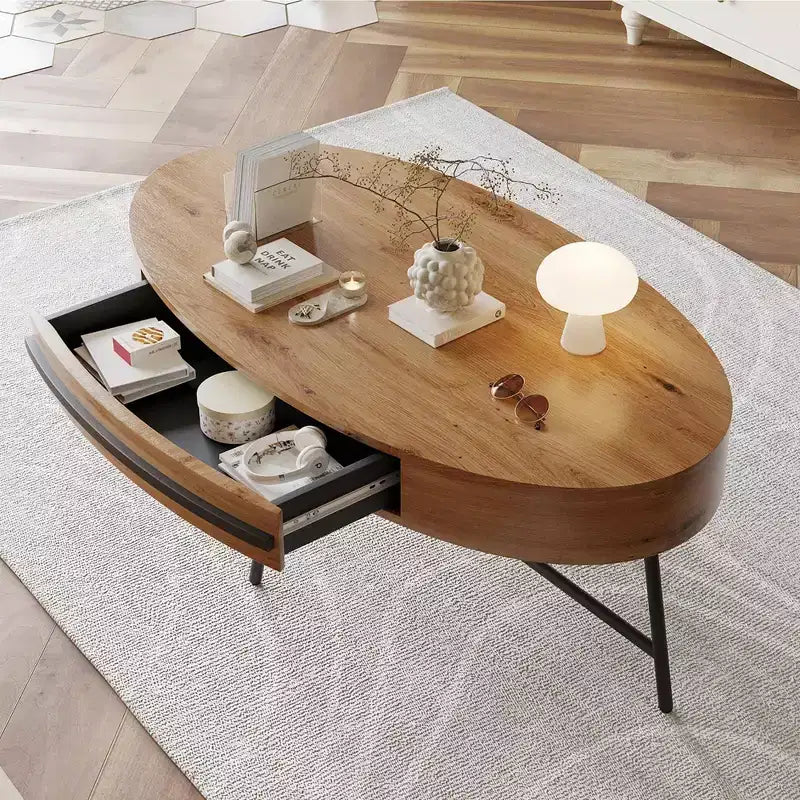 Table basse ovale de style moderne du milieu du siècle