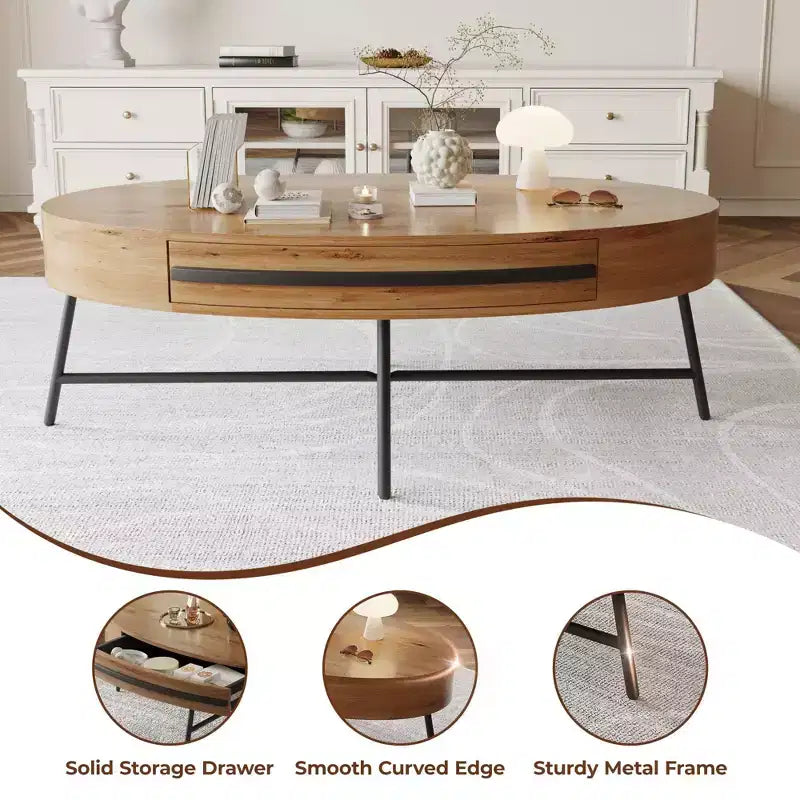 Table basse ovale de style moderne du milieu du siècle
