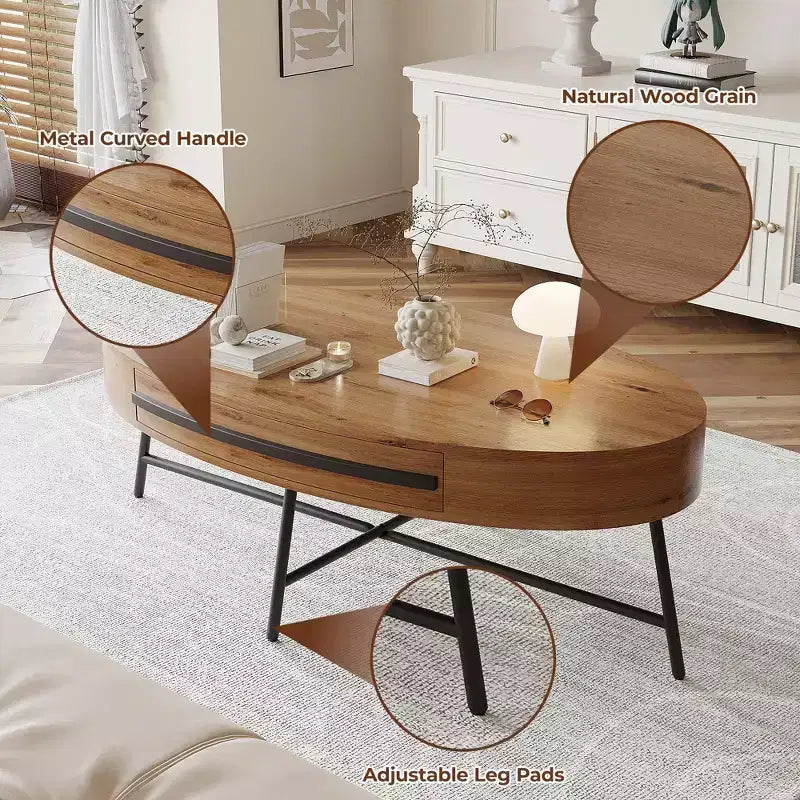 Table basse ovale de style moderne du milieu du siècle