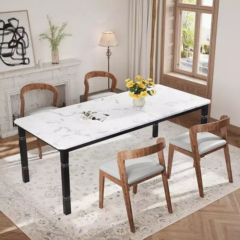 Table de salle à manger rectangulaire en bois, style ferme moderne