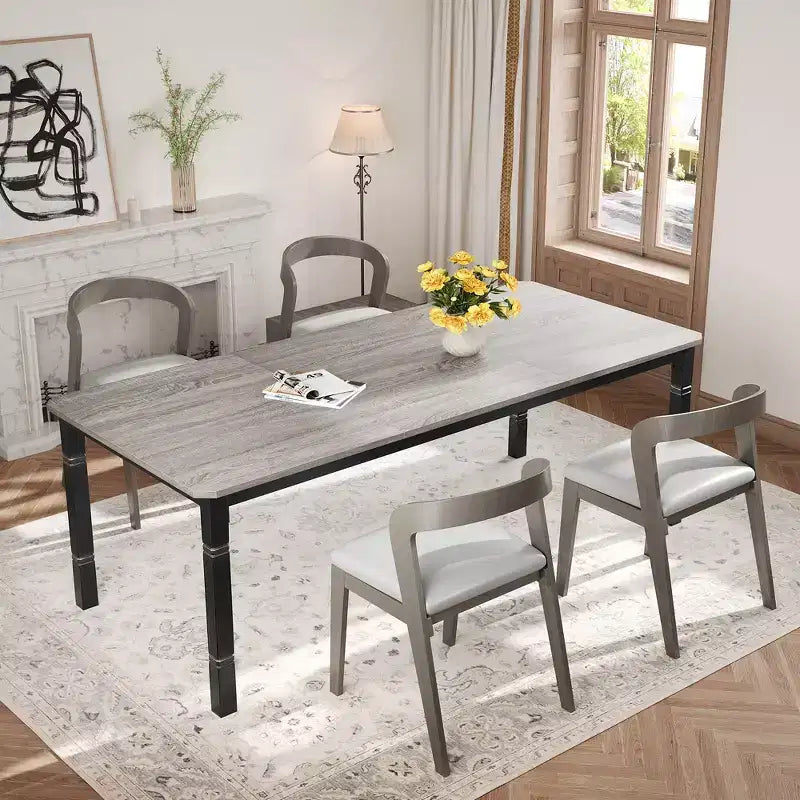 Table de salle à manger rectangulaire en bois, style ferme moderne