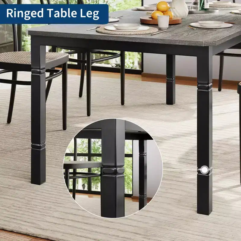 Table de salle à manger rectangulaire en bois, style ferme moderne