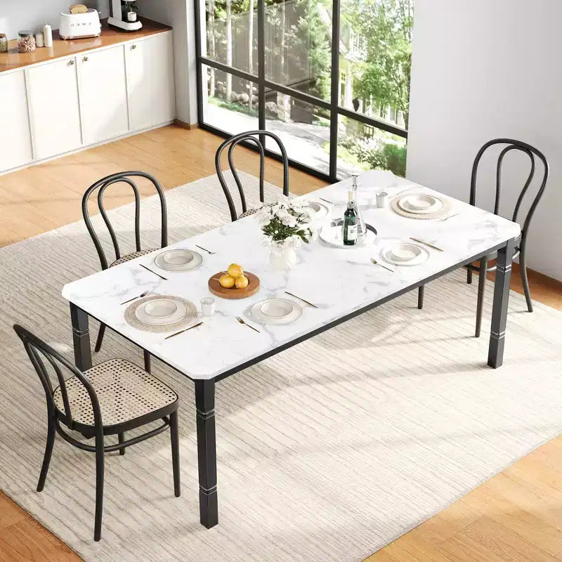 Table de salle à manger rectangulaire en bois, style ferme moderne