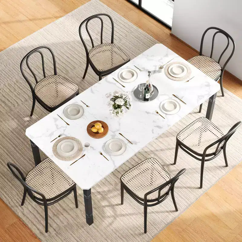 Table de salle à manger rectangulaire en bois, style ferme moderne