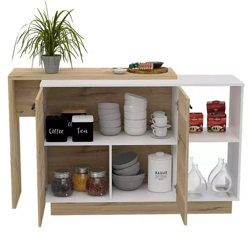 Conception unique de comptoir; îlot de cuisine avec deux portes et deux tiroirs