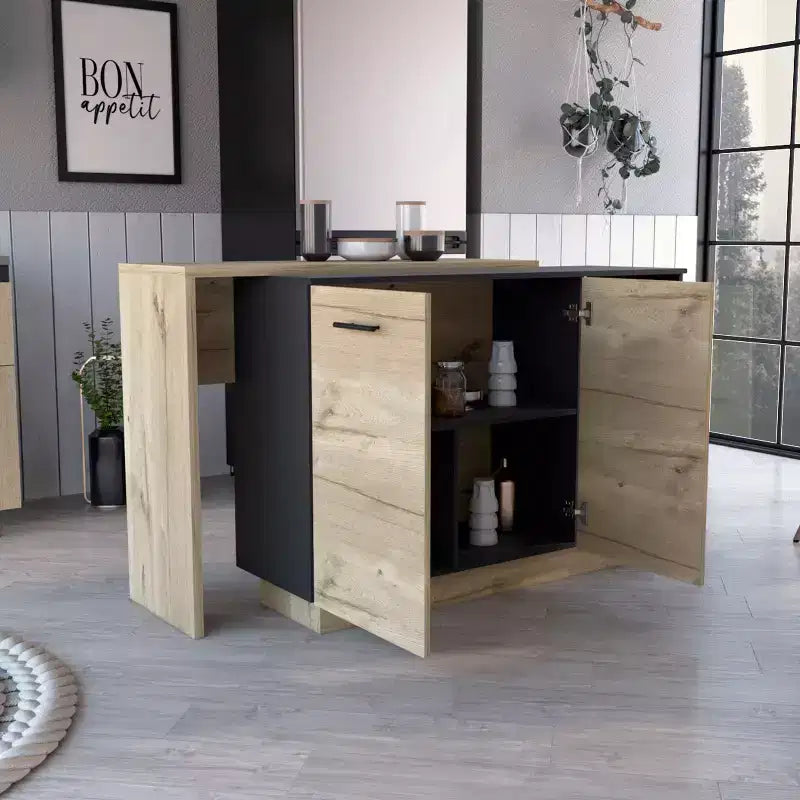 Conception unique de comptoir; îlot de cuisine avec deux portes et deux tiroirs