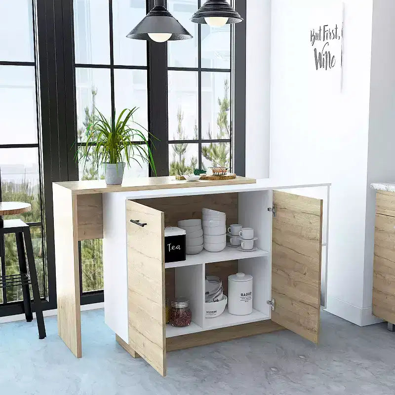 Conception unique de comptoir; îlot de cuisine avec deux portes et deux tiroirs
