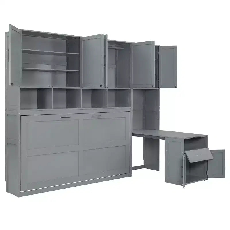 Lit escamotable double avec tiroirs et bureau
