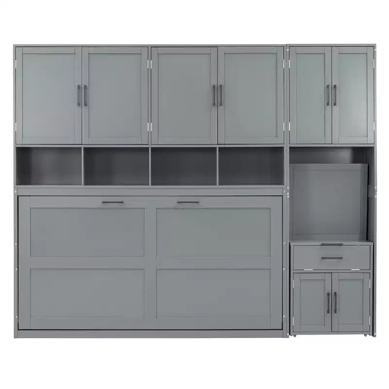 Lit escamotable double avec tiroirs et bureau