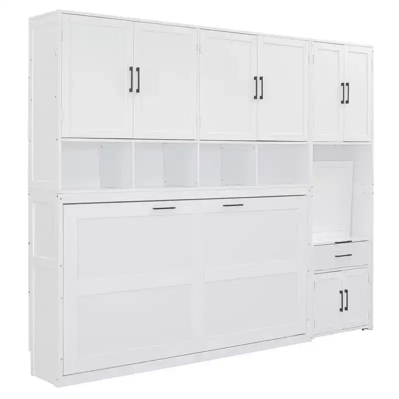 Lit escamotable double avec tiroirs et bureau