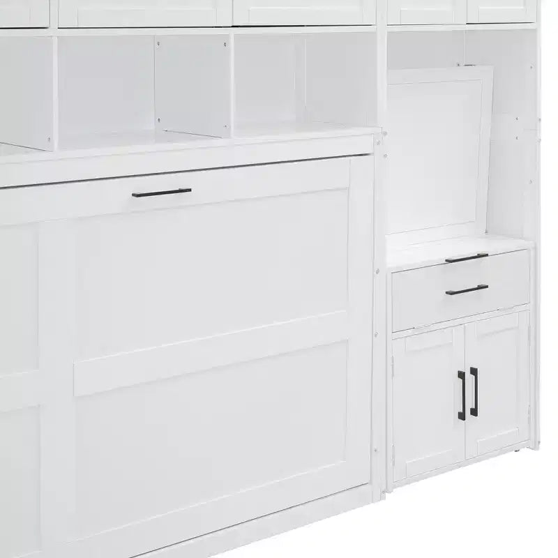 Lit escamotable double avec tiroirs et bureau