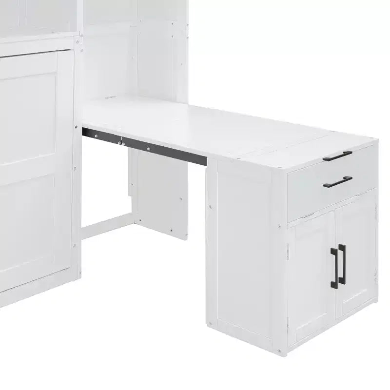Lit escamotable double avec tiroirs et bureau