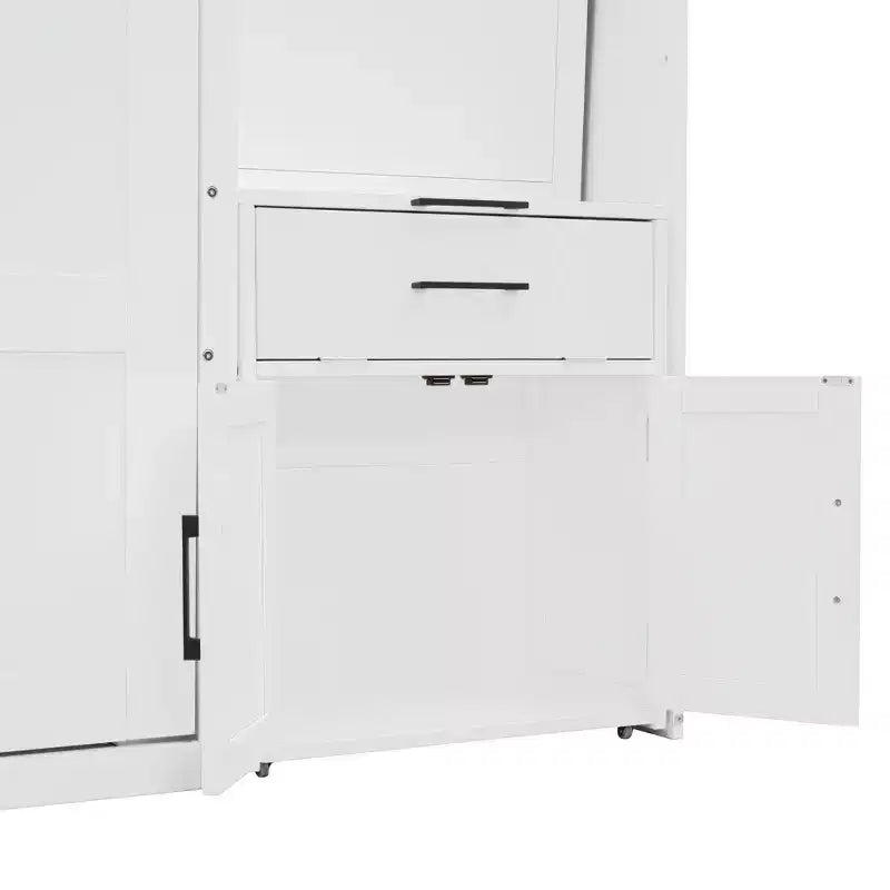 Lit escamotable double avec tiroirs et bureau