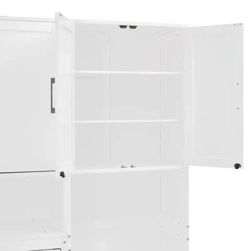 Lit escamotable double avec tiroirs et bureau