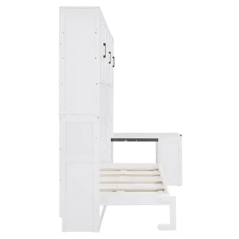 Lit escamotable double avec tiroirs et bureau