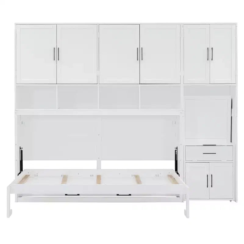 Lit escamotable double avec tiroirs et bureau