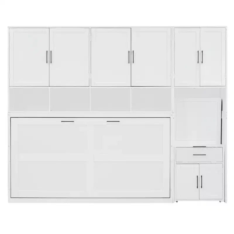 Lit escamotable double avec tiroirs et bureau