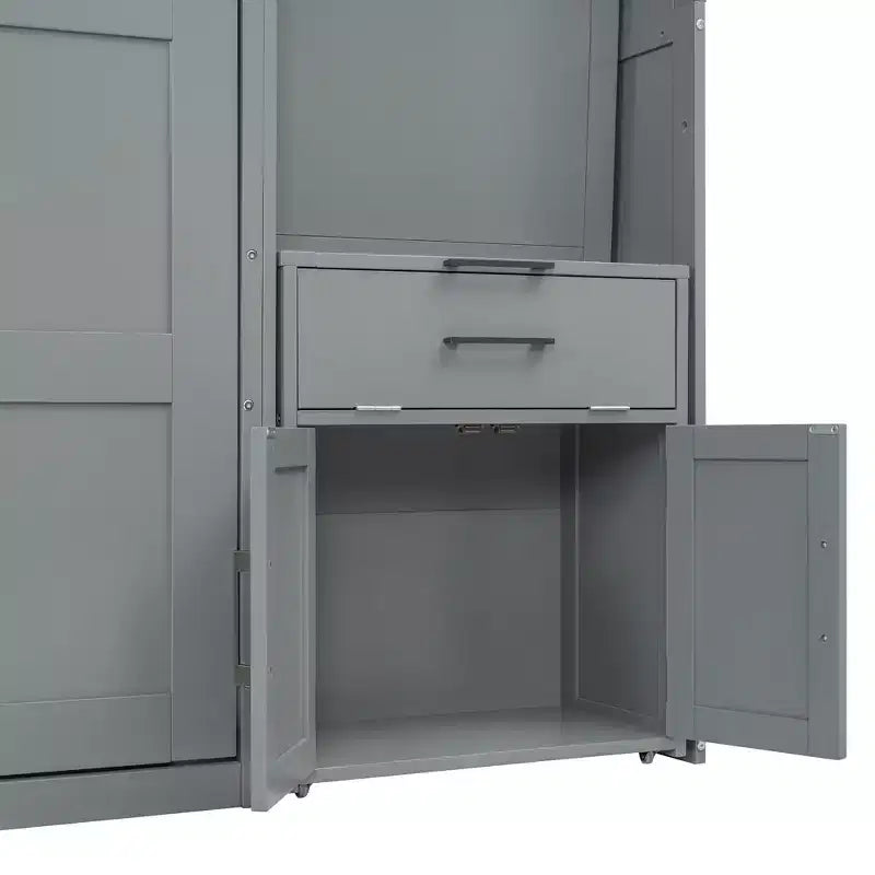 Lit escamotable double avec tiroirs et bureau