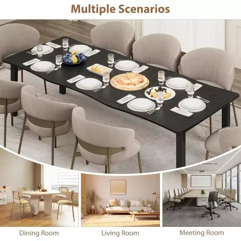 Table à manger avec bord irrégulier ondulé